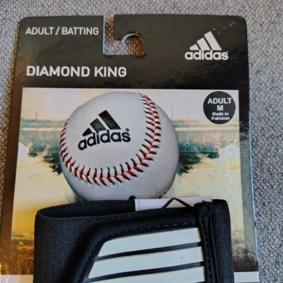 Adidas Diamond King Black White Leather Batting Gloves Mens M New - Picture 2 of 8